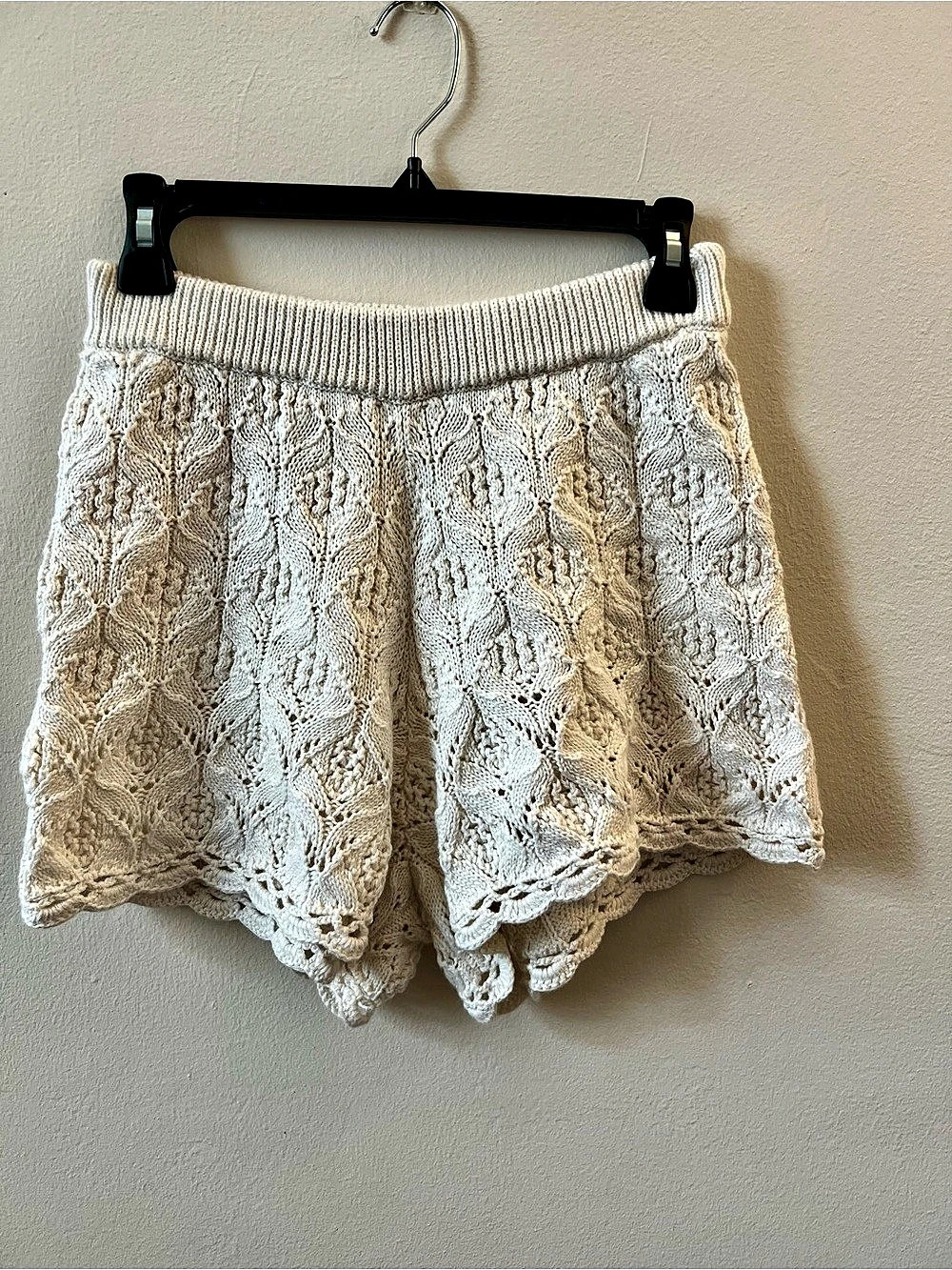 Sézane Liliana Shorts Crochet Knit Cream Small